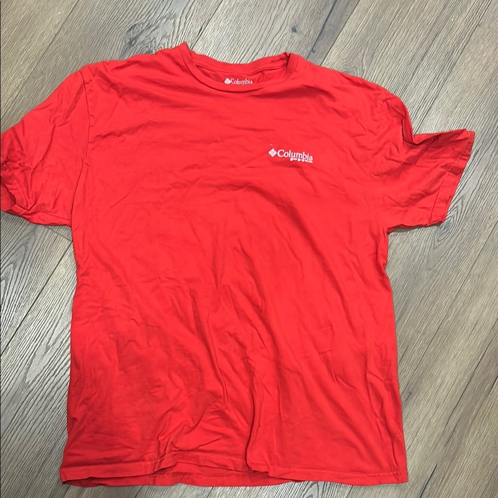 Columbia Red Short Sleeve Tee Casual Crew Neck